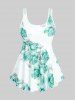 High Waist Rose Print Plus Size & Curve Modest Tankini Swimsuit -  