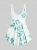 High Waist Rose Print Plus Size & Curve Modest Tankini Swimsuit -  