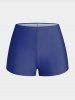 Maillot de Bain Tankini Modeste Imprimé Rose à Taille Haute Grande Taille - Bleu profond 5X