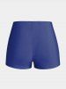 Maillot de Bain Tankini Modeste Imprimé Rose à Taille Haute Grande Taille - Bleu profond 5X