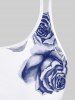Maillot de Bain Tankini Modeste Imprimé Rose à Taille Haute Grande Taille - Bleu profond 5X