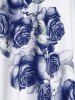 Maillot de Bain Tankini Modeste Imprimé Rose à Taille Haute Grande Taille - Bleu profond 5X