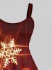 Robe débardeur trapèze grande taille à imprimé flocons de neige et feux d'artifice - Rouge 2X