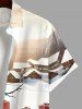 Plus Size Christmas Hat Cat Snowman House Print Button Pocket Shirt For Men -  