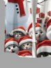 Plus Size Christmas Hat Cat Snowman House Print Button Pocket Shirt For Men -  