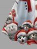 Plus Size Christmas Hat Cat Snowman House Print Vintage Swing A Line Dress -  
