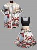Plus Size Christmas Hat Cat Snowman House Print Vintage Swing A Line Dress -  