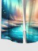Plus Size Christmas Snowflake Forest Ombre Galaxy River Print Button Pocket Shirt For Men -  