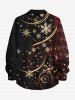 Plus Size Gilding Snowflake Curve Ribbon Print Christmas Button Long Sleeves Shirt For Men -  