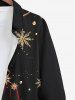 Plus Size Gilding Snowflake Curve Ribbon Print Christmas Button Long Sleeves Shirt For Men -  