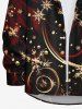 Plus Size Gilding Snowflake Curve Ribbon Print Christmas Button Long Sleeves Shirt For Men -  