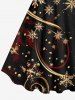 Plus Size Gilding Snowflake Curve Ribbon Print Christmas A Line Tank Dress -  