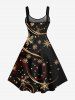 Robe de Noël Ligne A Flocon de Neige Doré Imprimé avec Ruban de Grande Taille - Noir 4X