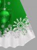 Robe de Noël Ligne A à Imprimé Flocon de Neige et Boule de Grande Taille - Vert profond 4X | US 26-28