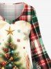 Plus Size Christmas Tree Ball Floral Snowflake Pine Cones Plaid Print A Line Dress -  