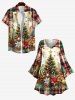 Plus Size Christmas Tree Ball Floral Snowflake Pine Cones Plaid Print A Line Dress -  