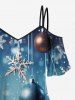 Plus Size Christmas Ball Snowflake Print Cold Shoulder Ombre Cami T-shirt -  