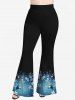 Plus Size Christmas Ball Snowflake Print Ombre Flare Pants -  