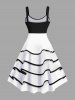 Robe Débardeur de Noël 3D Bonhomme de Neige Imprimé Superposée avec Boutons de Grande Taille - Blanc 1X