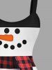 Plus Size Christmas Snowman Buttons Layered 3D Print Tank Dress -  