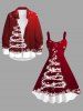Robe sans Manches à Imprimé Sapin de Noël et Flocons de Neige 3D Grande-Taille - Rouge L