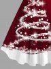 Plus Size Christmas Tree Light Beam Snowflake Ombre Colorblock 3D Print Tank Dress -  