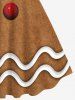 Plus Size Christmas Gingerbread Ball Wavy Line Print Tank Dress -  