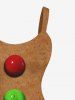 Plus Size Christmas Gingerbread Ball Wavy Line Print Tank Dress -  