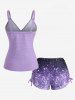 Plus Size Crisscross Panel Ruched Textured Galaxy Ombre Print Cinched Boyshorts Tankini Swimsuit -  