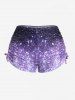 Plus Size Crisscross Panel Ruched Textured Galaxy Ombre Print Cinched Boyshorts Tankini Swimsuit -  