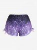 Plus Size Crisscross Panel Ruched Textured Galaxy Ombre Print Cinched Boyshorts Tankini Swimsuit -  