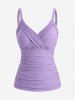 Plus Size Crisscross Panel Ruched Textured Galaxy Ombre Print Cinched Boyshorts Tankini Swimsuit -  