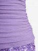 Plus Size Crisscross Panel Ruched Textured Galaxy Ombre Print Cinched Boyshorts Tankini Swimsuit -  
