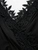 Plus Size Floral Printed Jacquard Split Surplice Glitter Buckle A Line Cami Dress(Adjustable Shoulder Strap) -  
