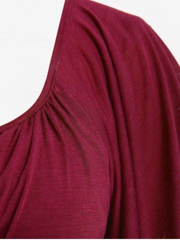 Plus Size Chain Panel Belted Butterfly Sleeve Surplice Top