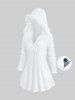 Surplice Textured Fleece Trim Hooded Top and Snowflake Print Leggings Plus Size Outfit -  