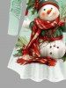 Plus Size Christmas Hat Scarf Snowman Holy Fruit Paint Drop Sparkling Sequin 3D Print  T-shirt -  
