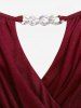 Plus Size Chain Panel Belted Butterfly Sleeve Surplice Top -  