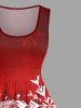Tenue Costume Imprimé Père Noël et Ses Rennes Grande Taille pour Couples - Rouge 