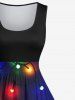 Robe de Noël Vintage 3D Lumière Colorée Imprimée de Grande Taille à Paillettes - Noir 2X