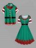 Christmas Bells Candy Elf Costume Print Plus Size Matching Outfit For Couples -  
