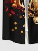 Plus Size Christmas Tree Elk Ball Light Spots Glitter 3D Print Buttons Pocket Shirt For Men -  