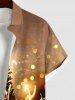 Plus Size Christmas Tree Elk Ball Light Spots Glitter 3D Print Buttons Pocket Shirt For Men -  