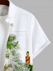 Plus Size Christmas Tree Ball Candle Bells Bowknot Light Print Buttons Pocket Shirt For Men -  