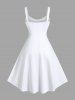 Plus Size Christmas Tree Ball Candle Bells Bowknot Light Print Tank Dress -  