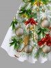 Plus Size Christmas Tree Ball Candle Bells Bowknot Light Print Tank Dress -  