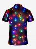 Plus Size Christmas Light Colorful Glitter 3D Print Zipper Polo Shirt For Men -  