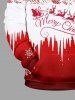 Plus Size Christmas Snowflake Elk Santa Claus Sled Colorblock Print Pocket Drawstring Hoodie For Men -  