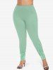 Legging Moulant 3D Peinture de Noël Imprimé de Grande Taille à Paillettes - Vert 6X