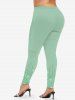 Legging Moulant 3D Peinture de Noël Imprimé de Grande Taille à Paillettes - Vert 6X